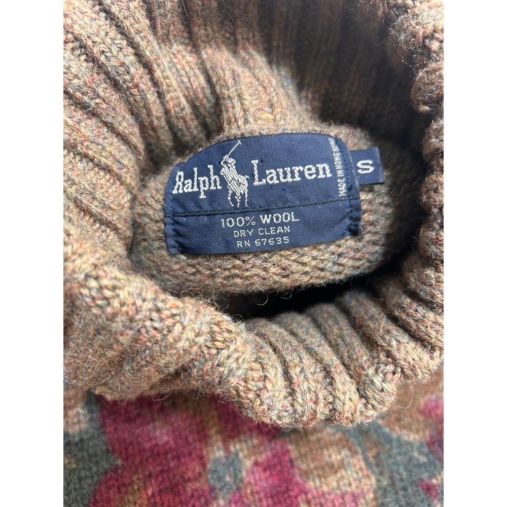 Vintage 90s Ralph Lauren Women's size S Floral Wool Turtleneck Sweater Roses - Picture 2 of 8